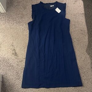 J. Crew Navy Sleeveless Ruffle-Trim Shift Dress
